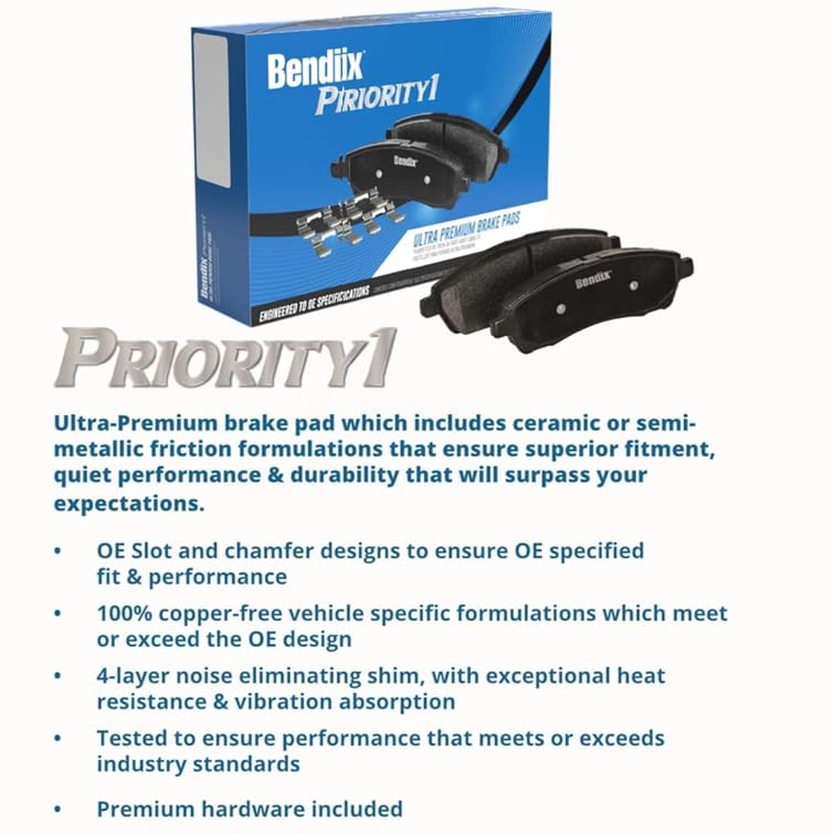 Bendix Priority1 CFC1439 Ceramic Rear Brake Pads for Select Models Genesis G70, G80, Hyundai Coupe, Santa Fe, Fe XL, Kia Sorento, Stinger - Image 2